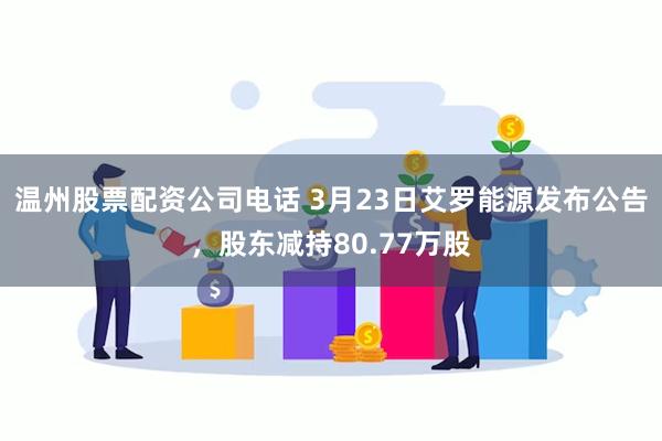 温州股票配资公司电话 3月23日艾罗能源发布公告，股东减持80.77万股