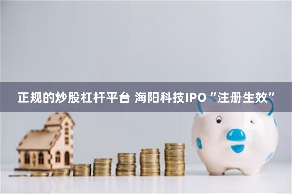 正规的炒股杠杆平台 海阳科技IPO“注册生效”