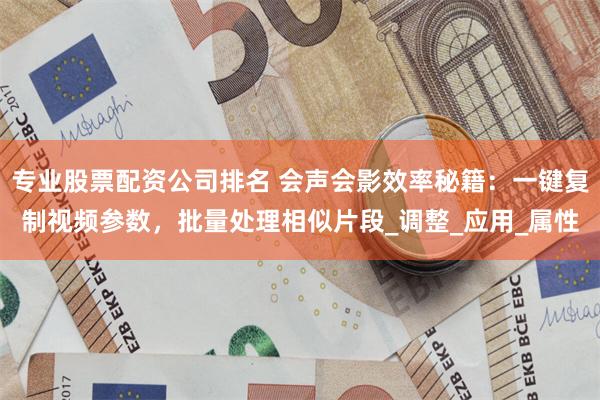 专业股票配资公司排名 会声会影效率秘籍：一键复制视频参数，批量处理相似片段_调整_应用_属性